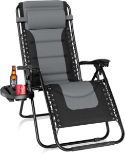 PHI VILLA Outdoor Patio Padded Zero Gravity Chair, Foldable Patio