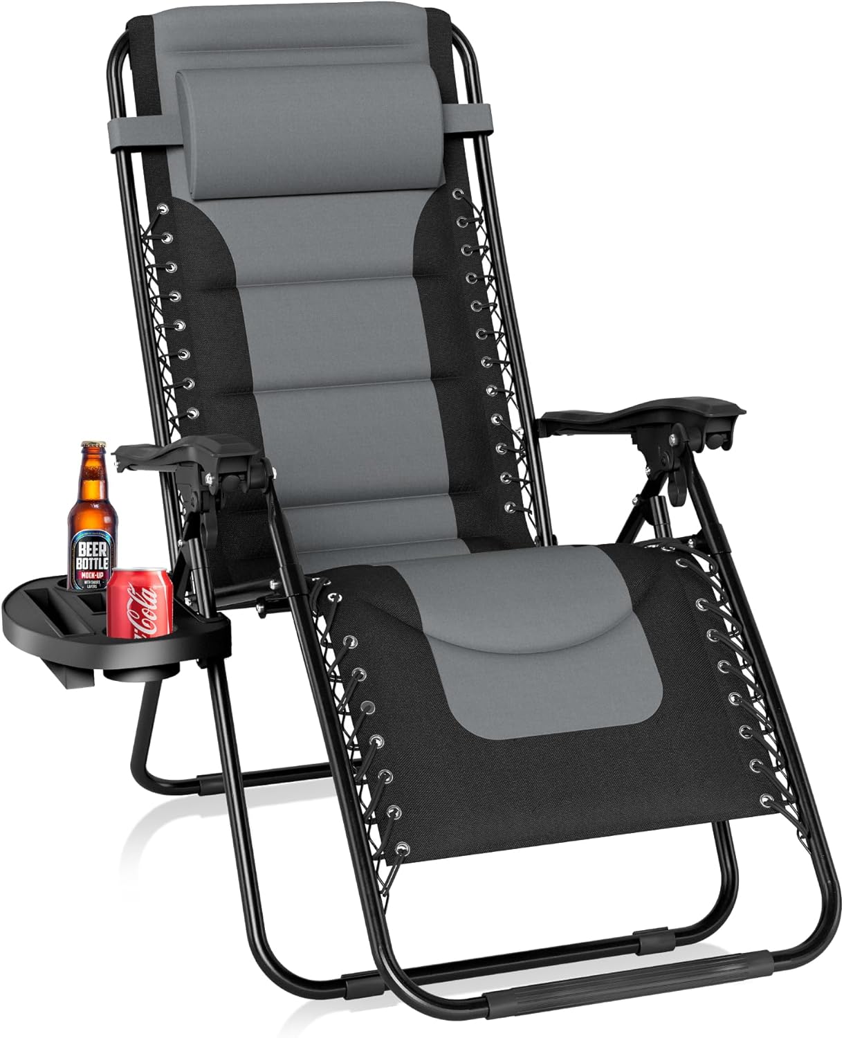 PHI VILLA Outdoor Patio Padded Zero Gravity Chair, Foldable Patio