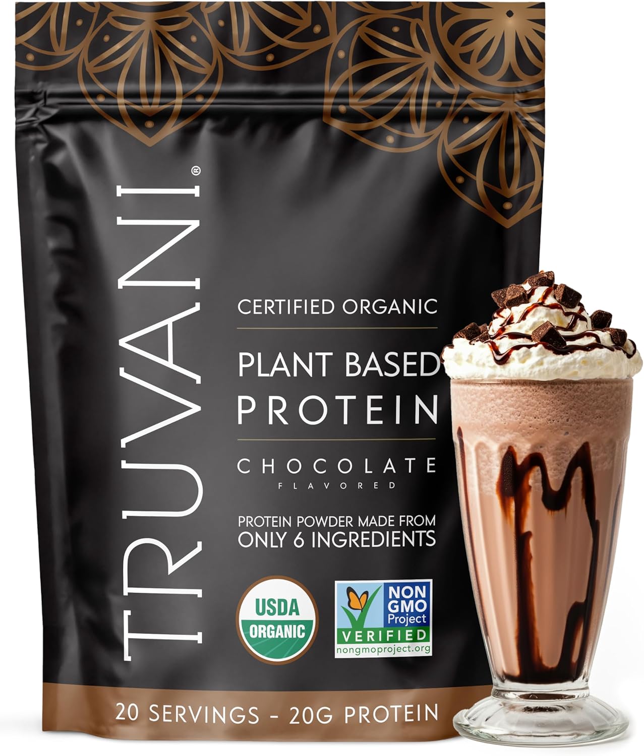 Truvani Vegan Pea Protein Powder | Chocolate | 20g Organic Plant Based