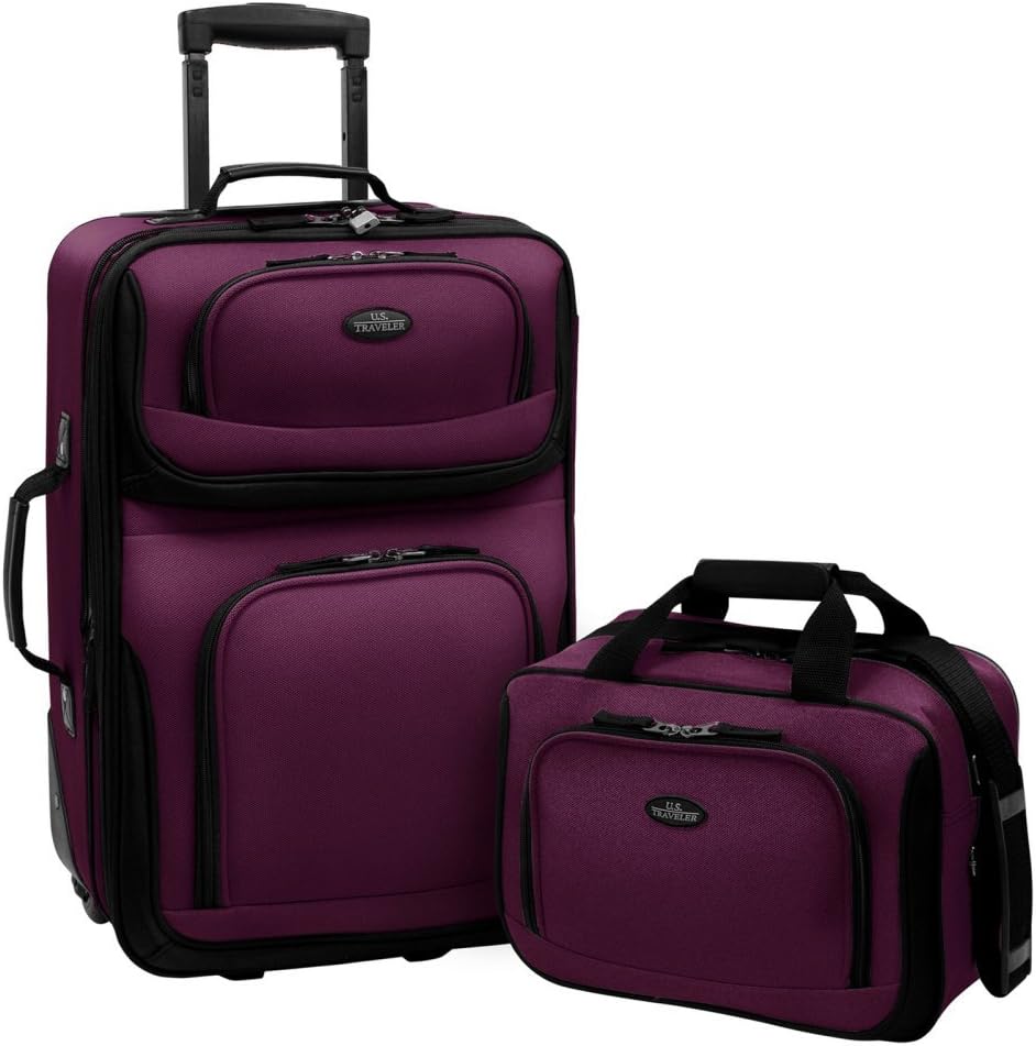 U.S. Traveler Rio Rugged Fabric Expandable Carry-on Luggage, Purple,